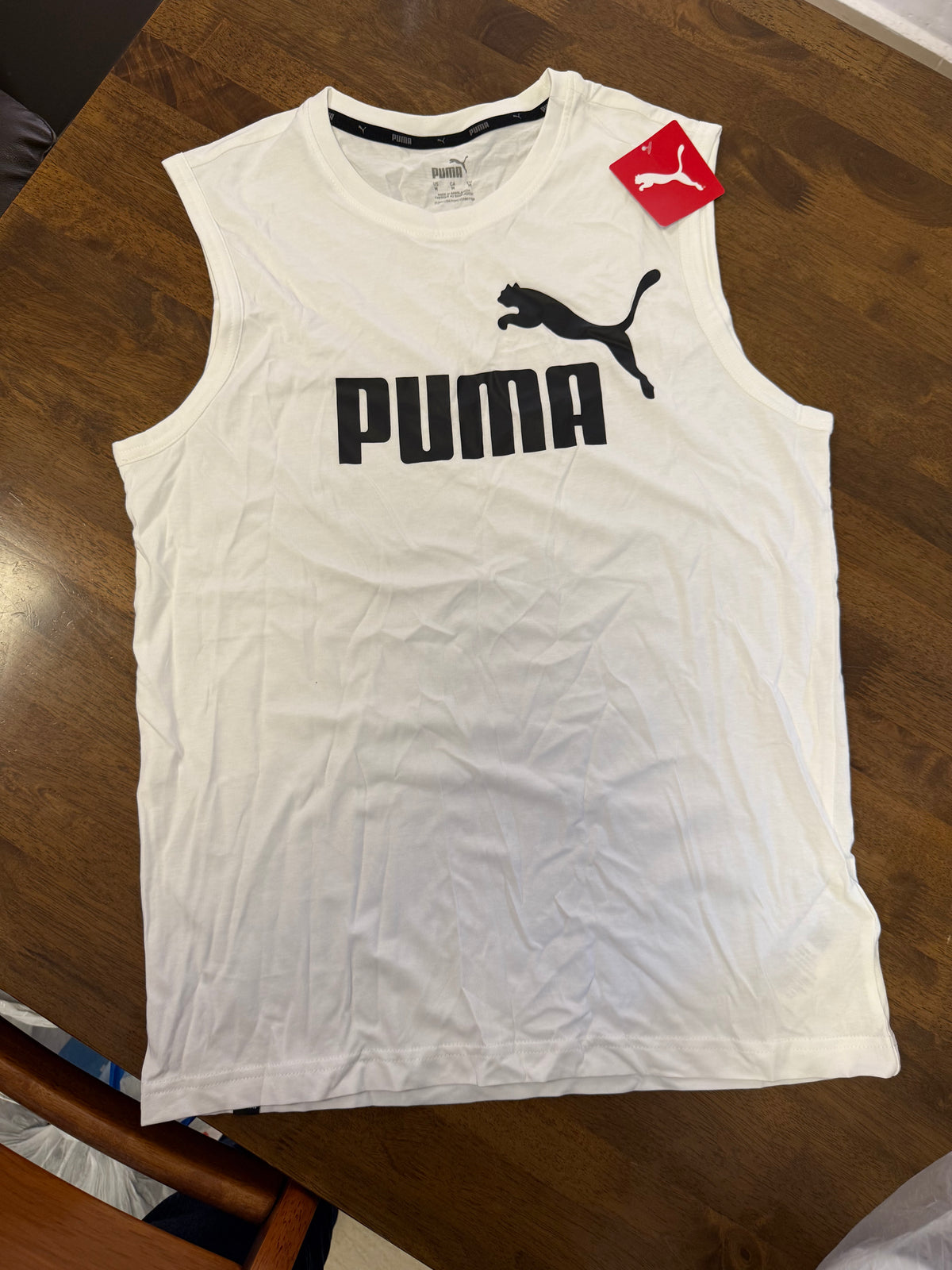 PUMA Men’s Sleeveless Logo Tank Top – White