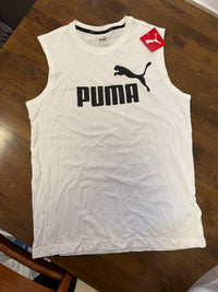 PUMA Men’s Sleeveless Logo Tank Top – White